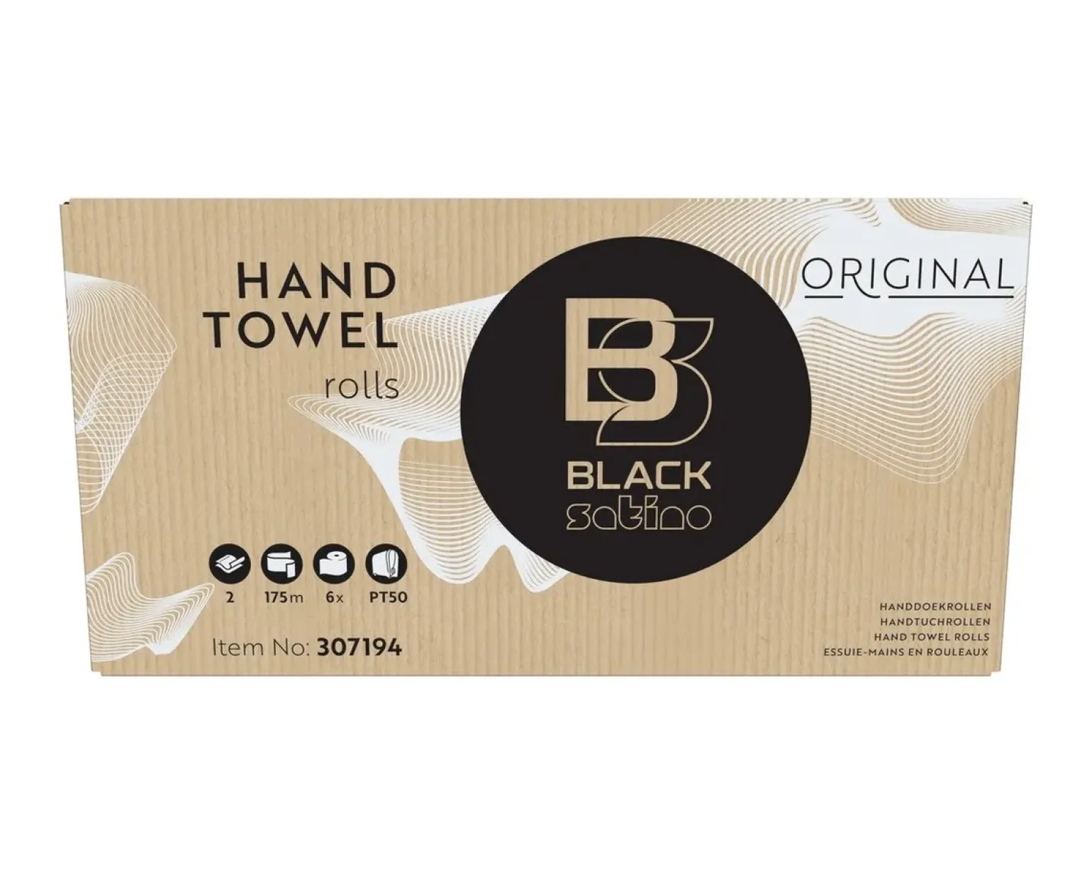 BlackSatino Handdoekrol 2 laags 175 meter (6 stuks)