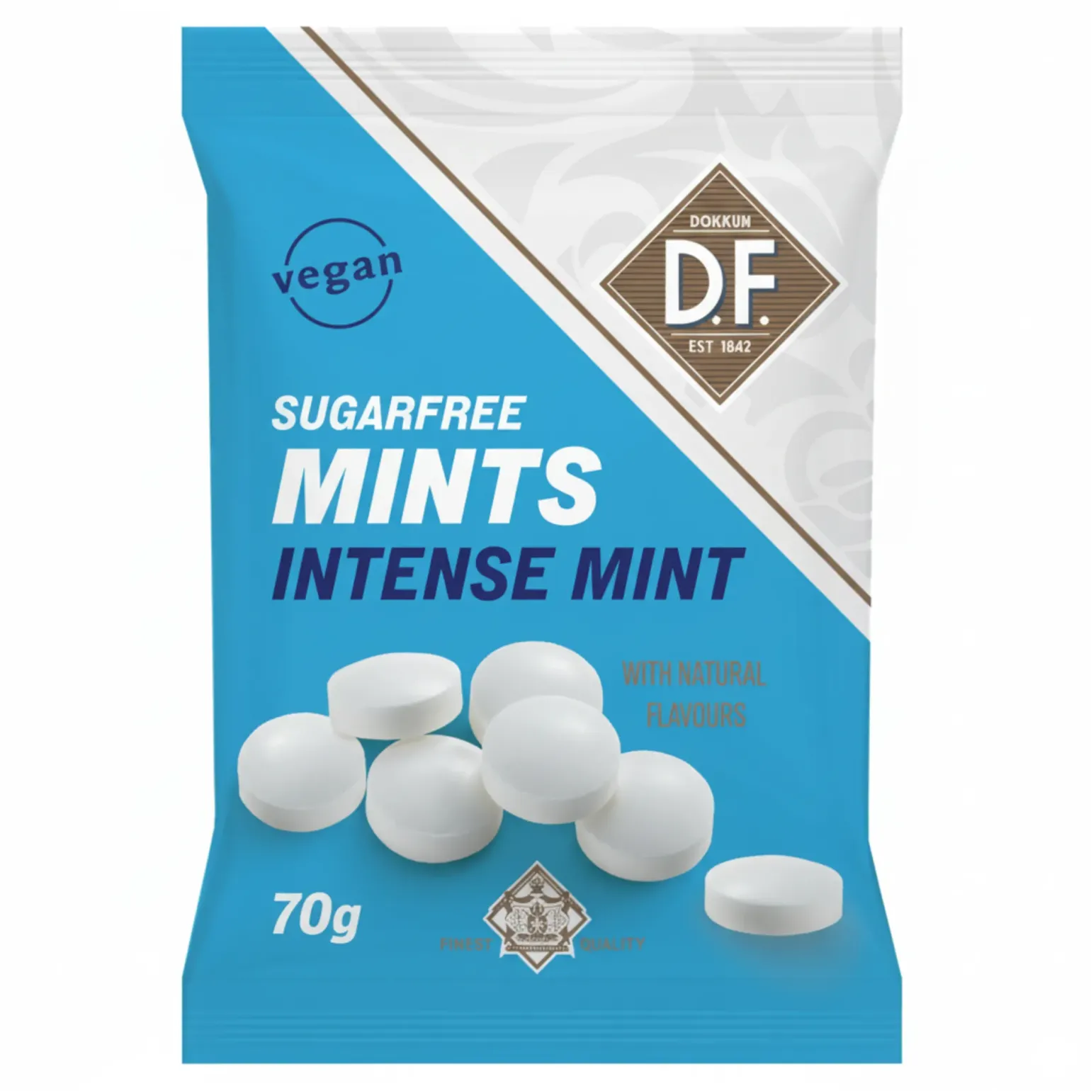 D.F. Sugarfree Mints Intens Mint zakje (12x 70g)