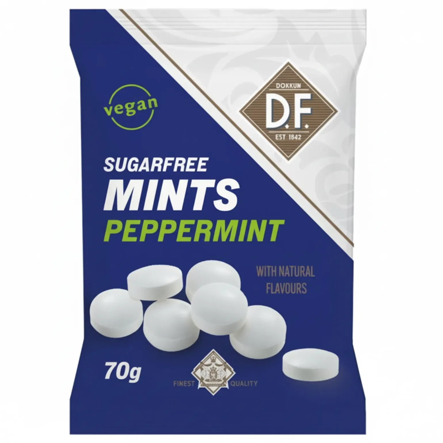 D.F. Sugarfree Mints Pepermunt zakje (12x 70g)
