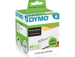 Dymo etiketten LabelWriter ft 89 x 28 mm, wit (2x 130 stuks)