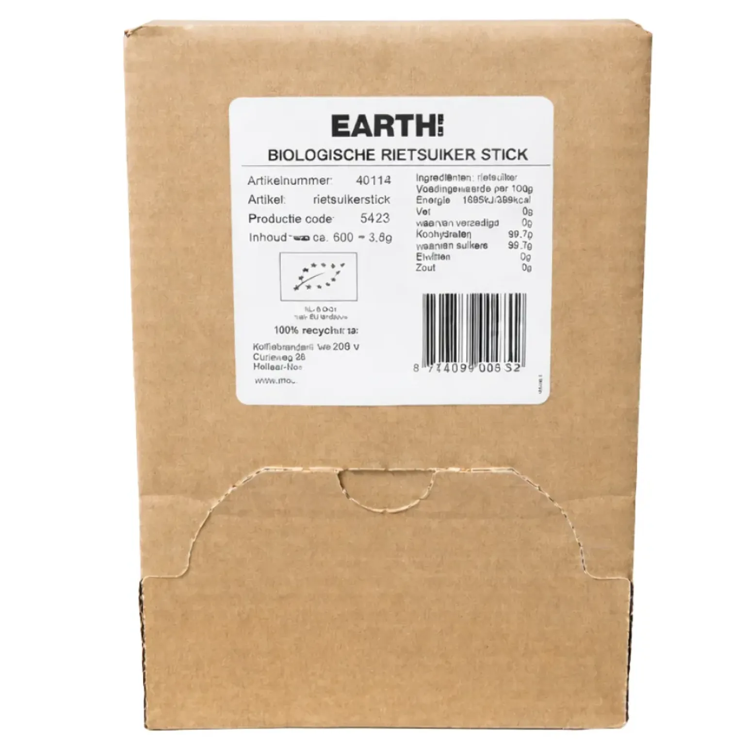 Earth BIO rietsuikersticks (600 stuks)
