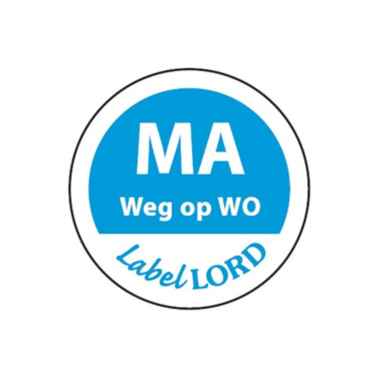 Etiket ‘Maandag Weg Op Woensdag’ (500 stuks)