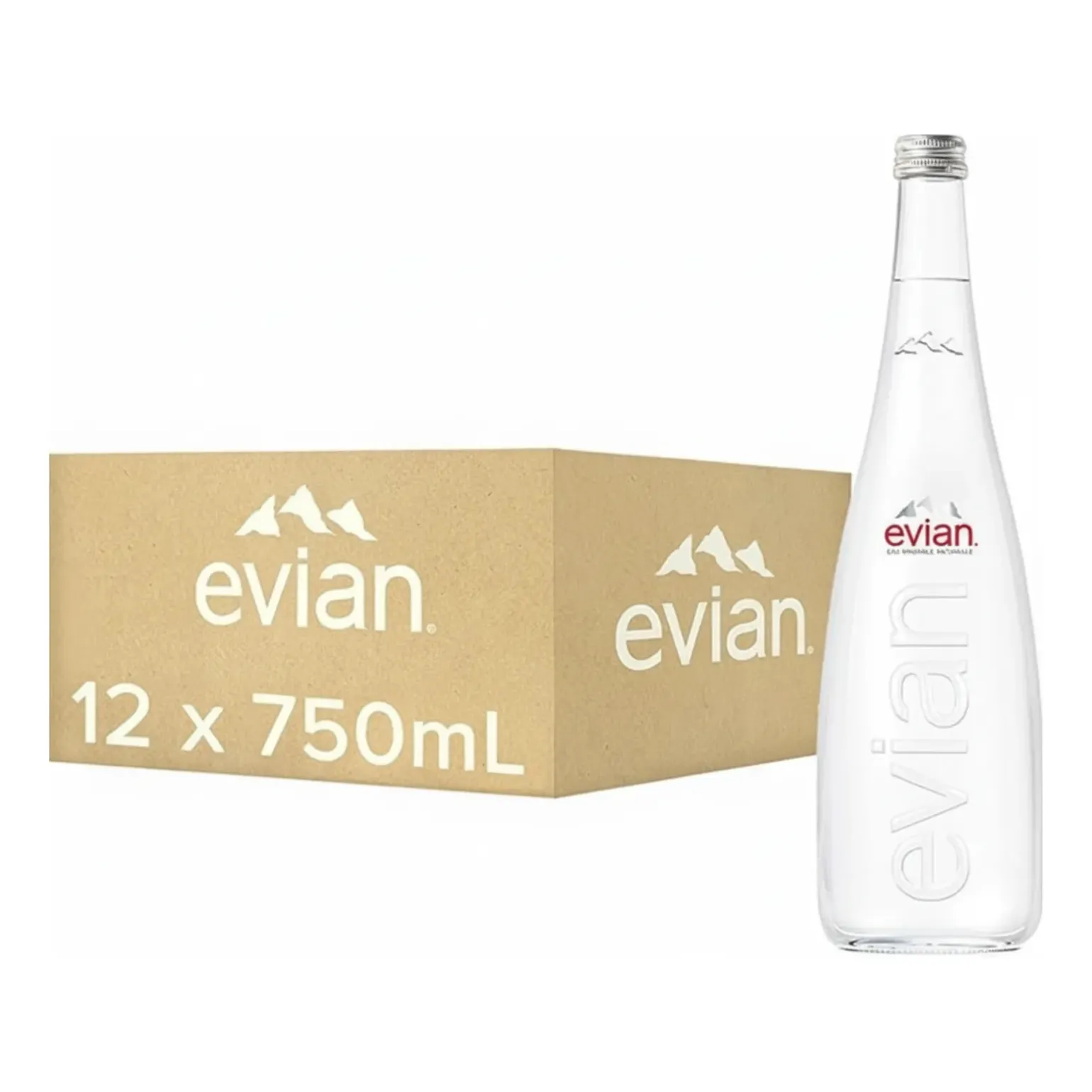 Evian Mineraalwater Glazen Fles (12×75 cl)