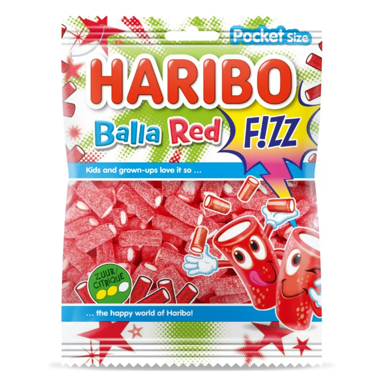 Haribo Balla Red FIZZ Zakje (28x70gr)