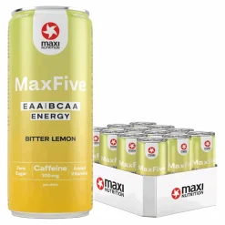 MaxiNutrition MaxFive Energy Drink Bitter Lemon blik (12x 330ml)