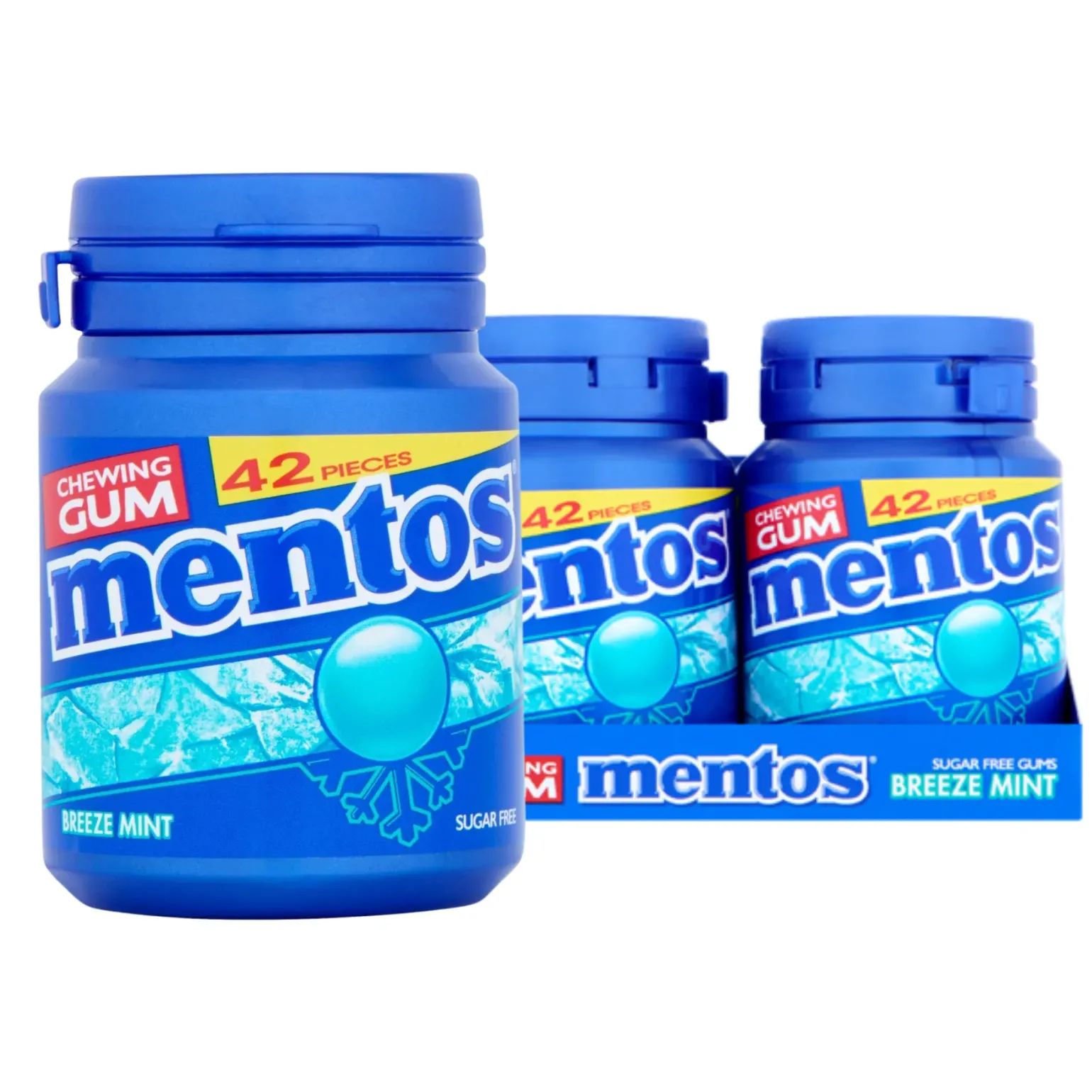 Mentos Kauwgom Breeze Mint Bottle (6x 42 stuks)