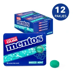 Mentos Kauwgom Breeze Mint Suikervrij Blister (12 stuks)