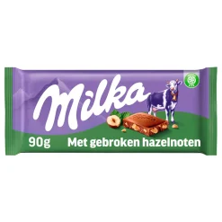 Milka Gebroken Noot Flowpack (24x 90gr)