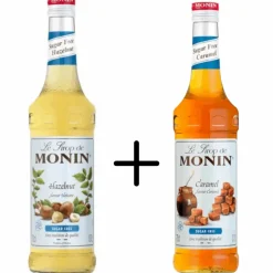 Monin Siroop Hazelnoot Suikervrij + Caramel Suikervrij