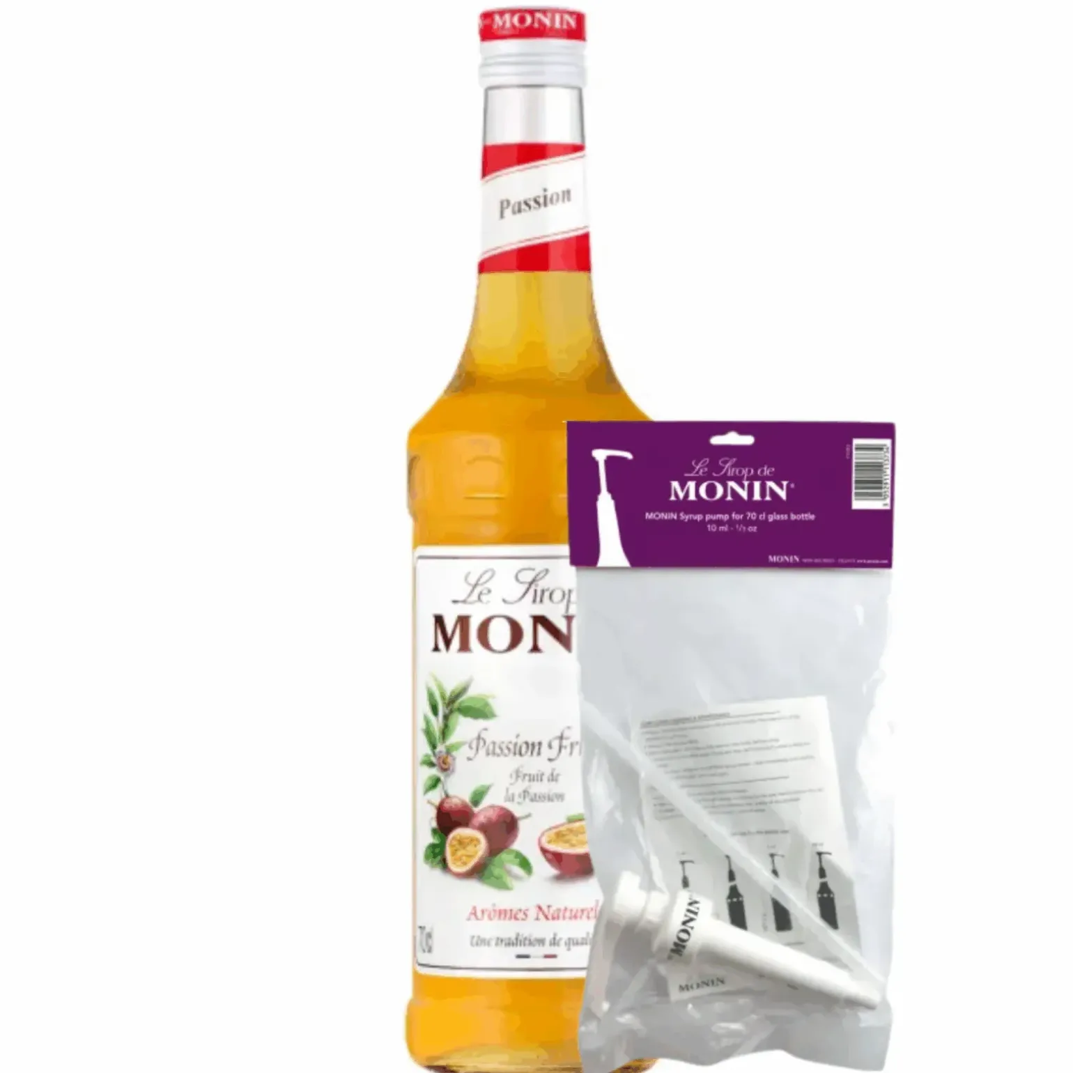 Monin Siroop Passion (70 cl) + Monin Siroop Pompje (10Ml)