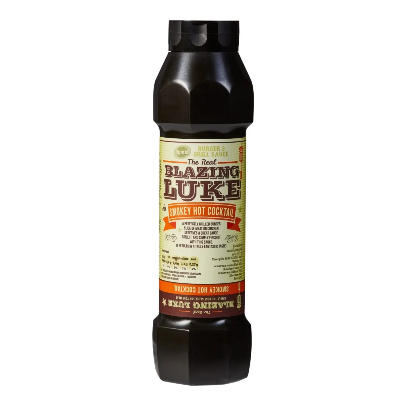 Remia burger & grill sauce blazing luke smokey hot cocktail (800ml)