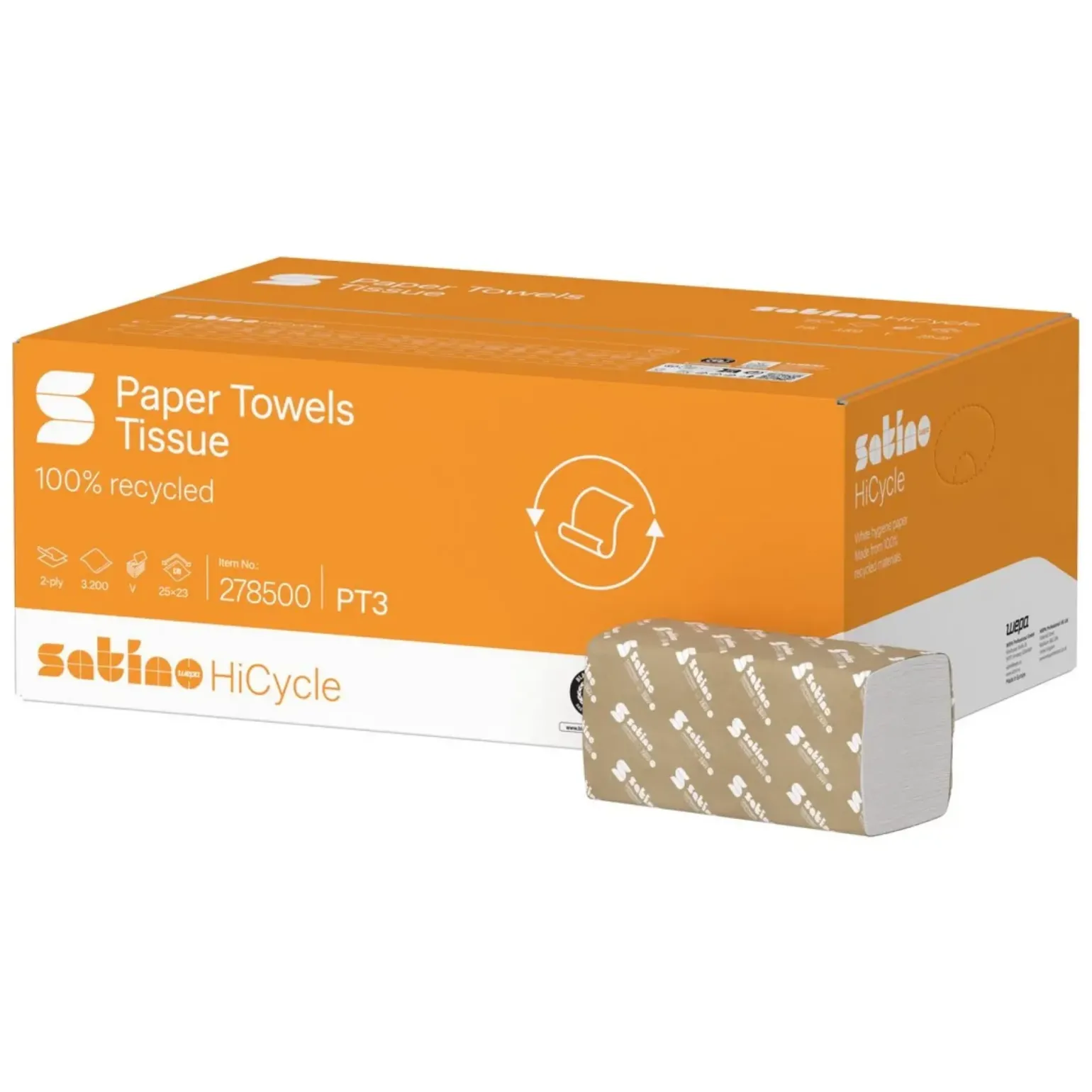 Satino HiCycle Z-vw 25x23cm 2-laags helder wit (3200 stuks)