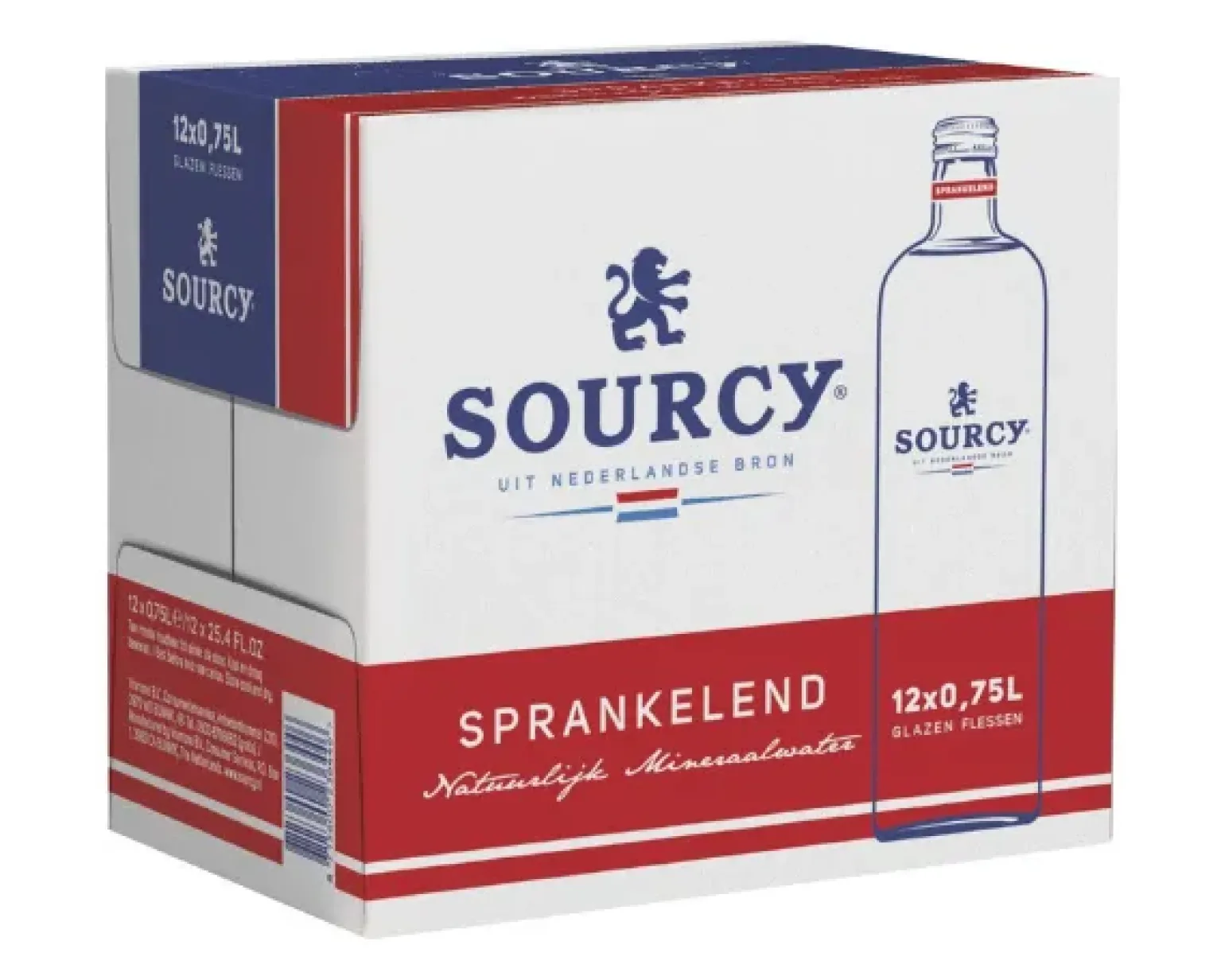 Sourcy Rood Mineraalwater Sprankelend Glas (12x75cl)