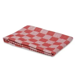 Theedoek geblokt rood 70×70 cm (6 stuks)