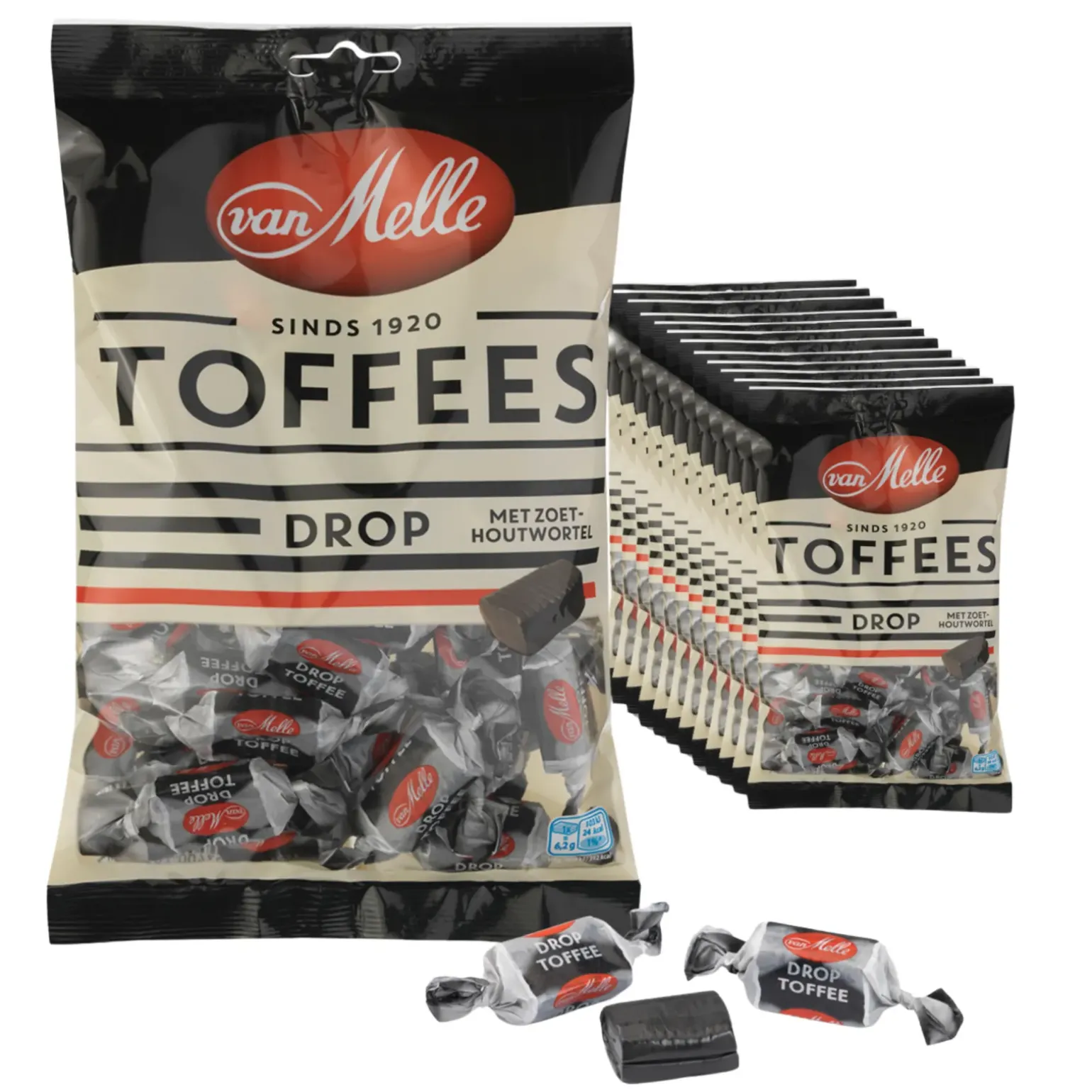 Van Melle Toffees Drop Vegan Zak (12x225gr)
