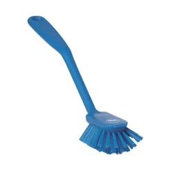 Vikan afwasborstel normaal + schraprand blauw