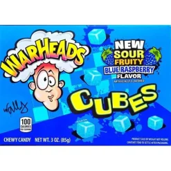 Warheads sour cubes blue raspberry doosje (12×85 gram)